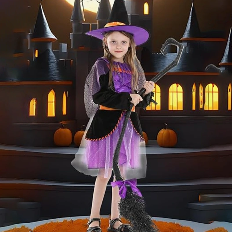 Dětský kostým čarodějnice Halloween Parade s třpytivým pláštěm