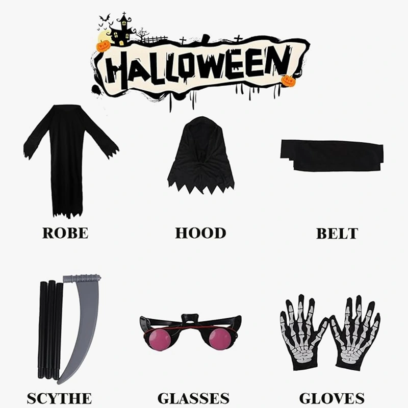 Halloween Parade Kids Grim Reaper Costume with Hood
