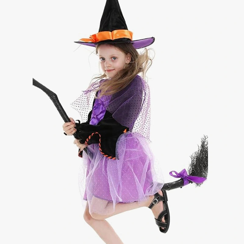 Školní halloweenský kostým čarodějnice se špičatým kloboukem